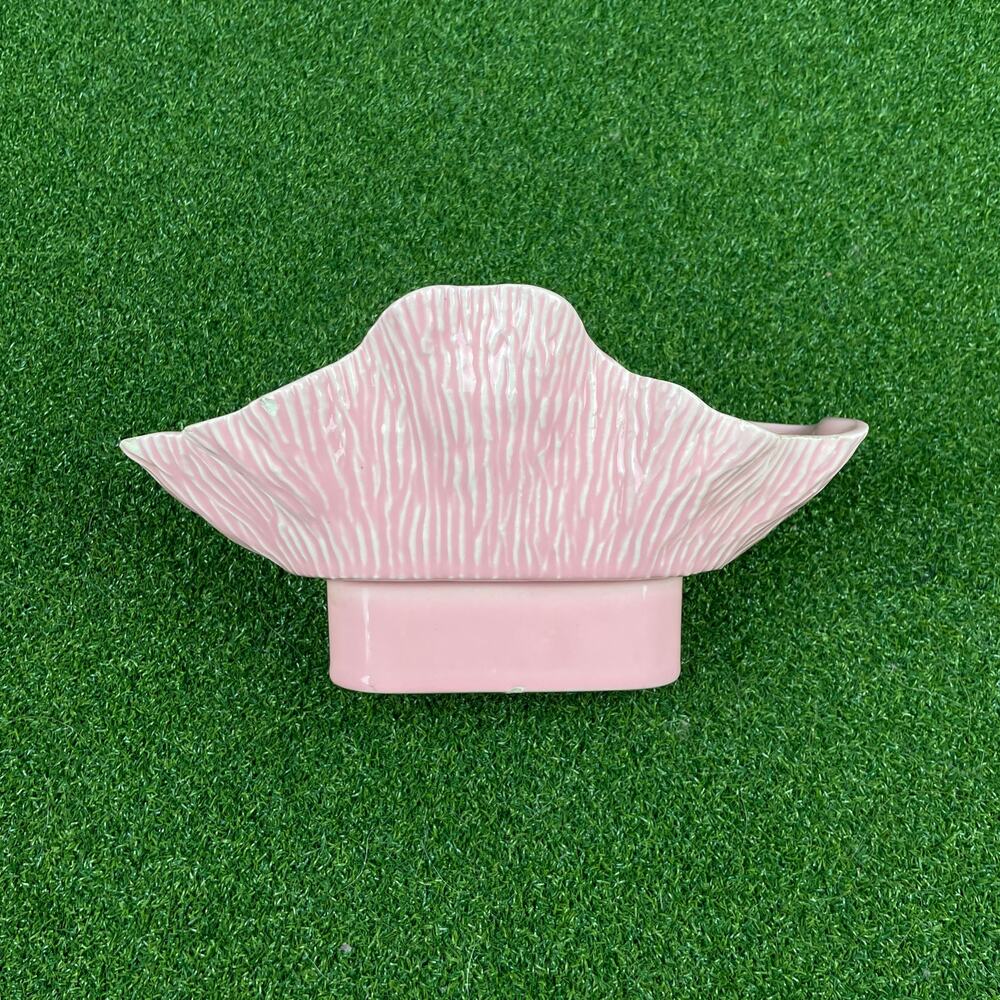 Vintage 1950s Miramar of California Pink Ruffled Pottery Planter Vase